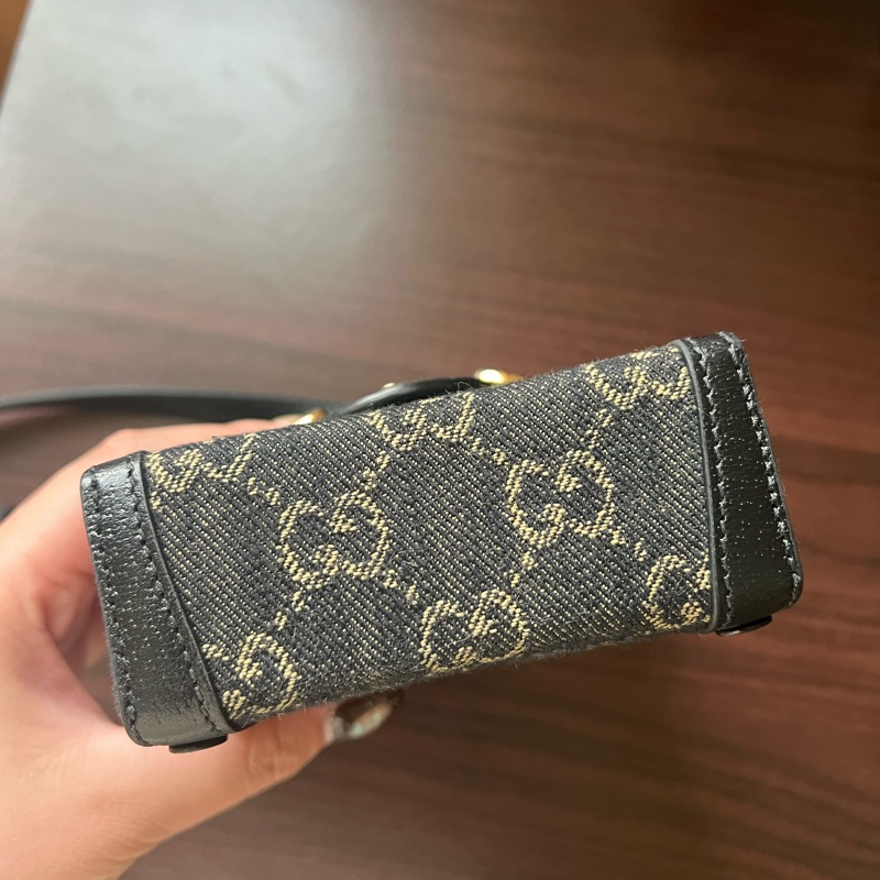 Gucci 1955系列 黑丹寧馬銜扣手機包-4