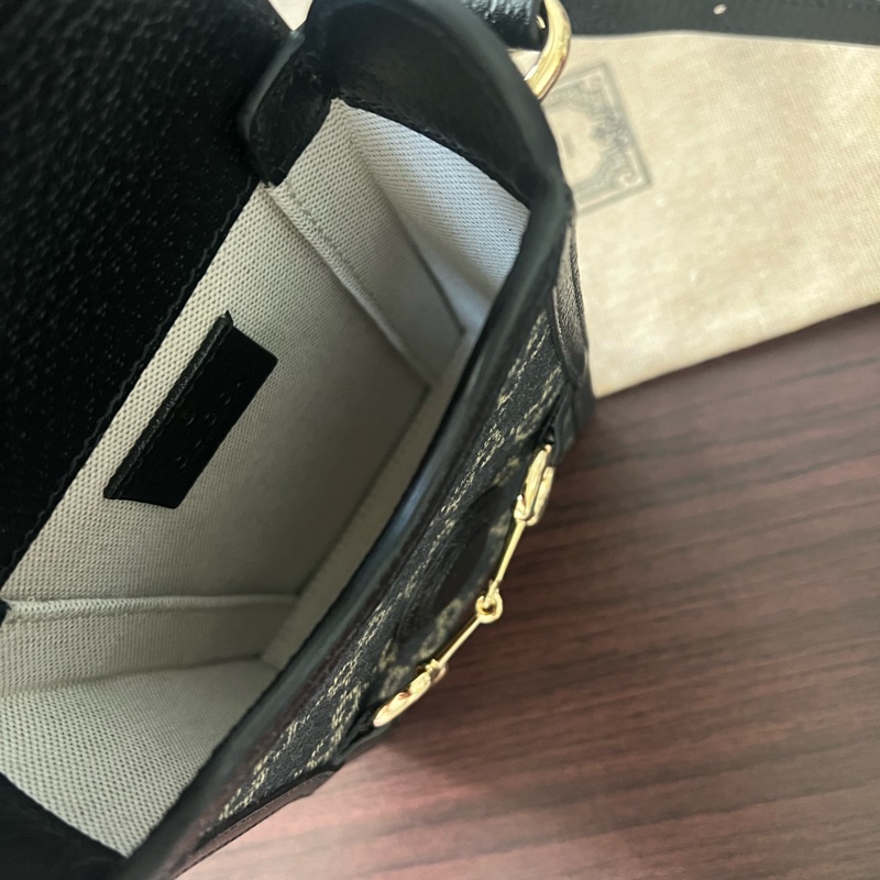 Gucci 1955系列 黑丹寧馬銜扣手機包-9