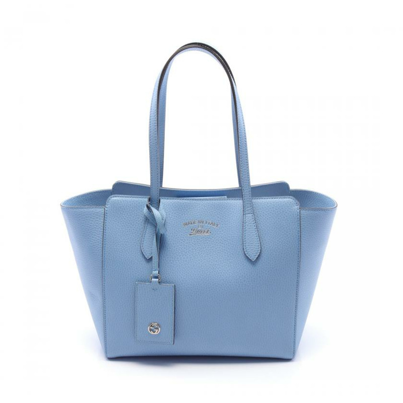 中古GUCCI[AB]Swing 肩包 真皮托特包 浅蓝色-0