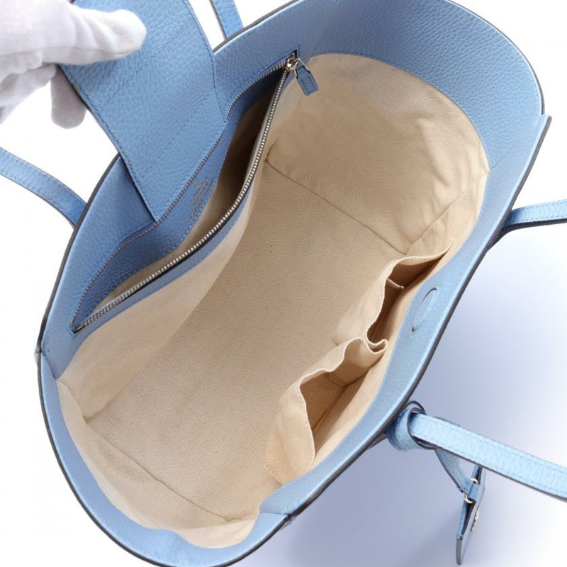 中古GUCCI[AB]Swing 肩包 真皮托特包 浅蓝色-2