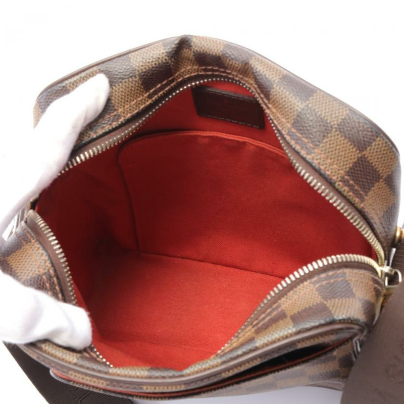 中古LOUIS VUITTON[B]Olav PM  乌黑色棋盘格 肩包 PVC 真皮 棕色-2
