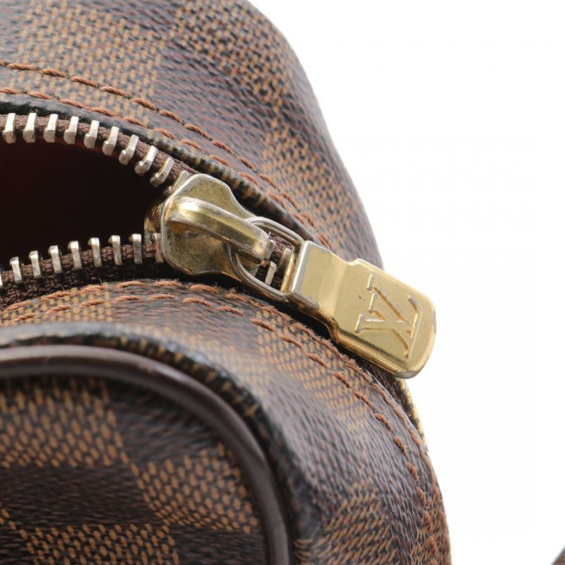 中古LOUIS VUITTON[B]Olav PM  乌黑色棋盘格 肩包 PVC 真皮 棕色-4