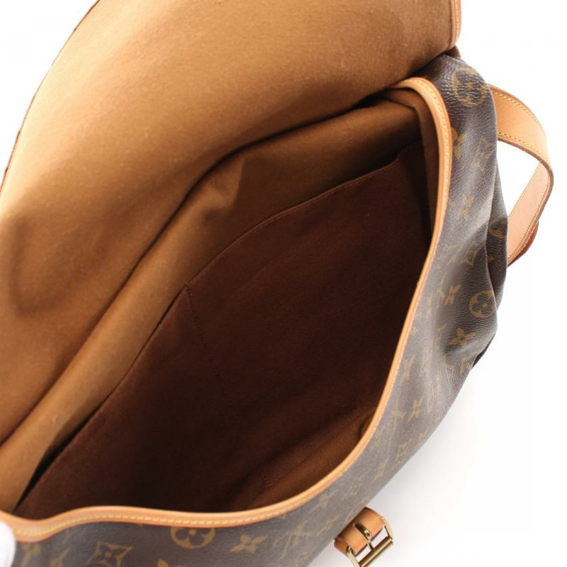 中古LOUIS VUITTON[B]Saumur35  老花肩包 PVC 真皮 棕色-3