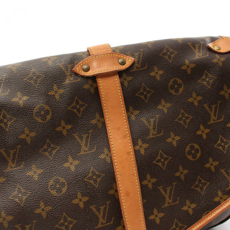 中古LOUIS VUITTON[B]Saumur35  老花肩包 PVC 真皮 棕色-5