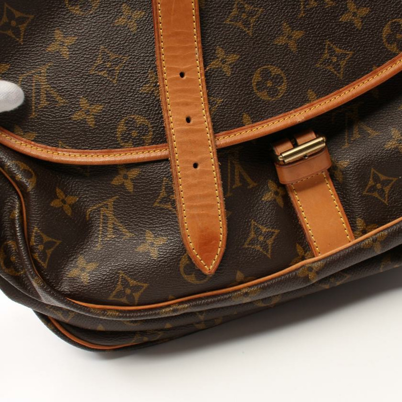 中古LOUIS VUITTON[B]Saumur35  老花肩包 PVC 真皮 棕色-6
