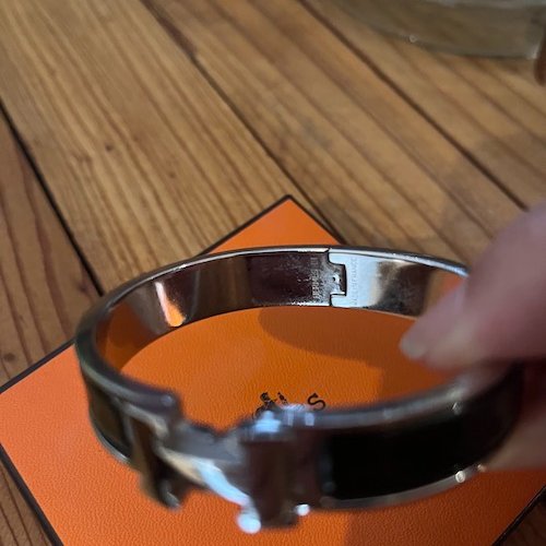【R】HERMES|經典H手環 黑銀-4