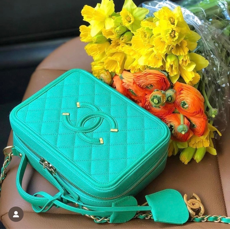 Chanel Vanity Case 復古金鏈化妝箱-綠-3