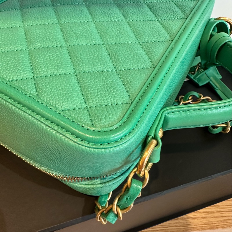 Chanel Vanity Case 復古金鏈化妝箱-綠-13