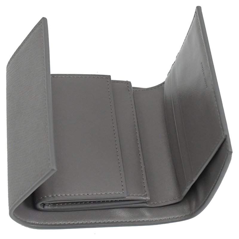 【台灣現貨】Celine 牛皮三折短夾 大象灰色-3