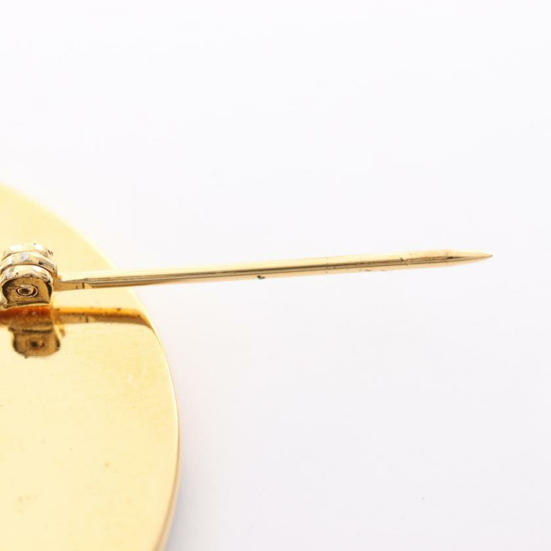 中古CHANEL[B]双C标志 胸针 GP 金色 黑色 vintage-3