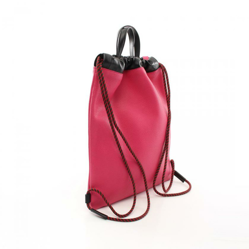 中古GUCCI[AB]vintage Logo Nap Sac 双肩包真皮 粉色 多彩色 附小袋-1