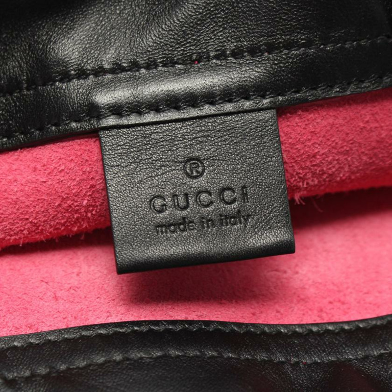 中古GUCCI[AB]vintage Logo Nap Sac 双肩包真皮 粉色 多彩色 附小袋-3