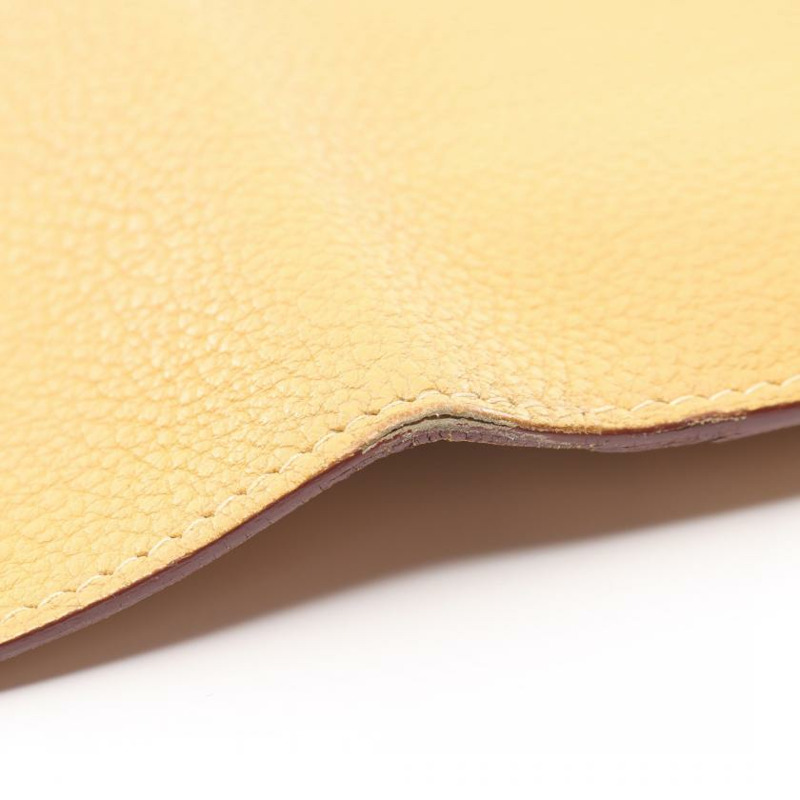 中古HERMES[B]多贡总经理 咖喱色 双折长钱包 Togo（經典普及的Birkin用皮） 黄棕色 银色五金 □K刻印-5