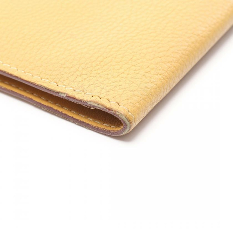 中古HERMES[B]多贡总经理 咖喱色 双折长钱包 Togo（經典普及的Birkin用皮） 黄棕色 银色五金 □K刻印-10