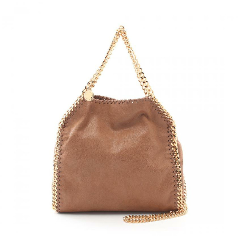 中古Stella McCartney[A]法拉贝拉 小型的 链条单肩包 仿造皮 浅褐色 两用款-0