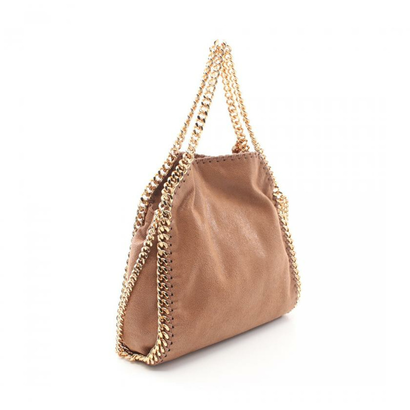 中古Stella McCartney[A]法拉贝拉 小型的 链条单肩包 仿造皮 浅褐色 两用款-1