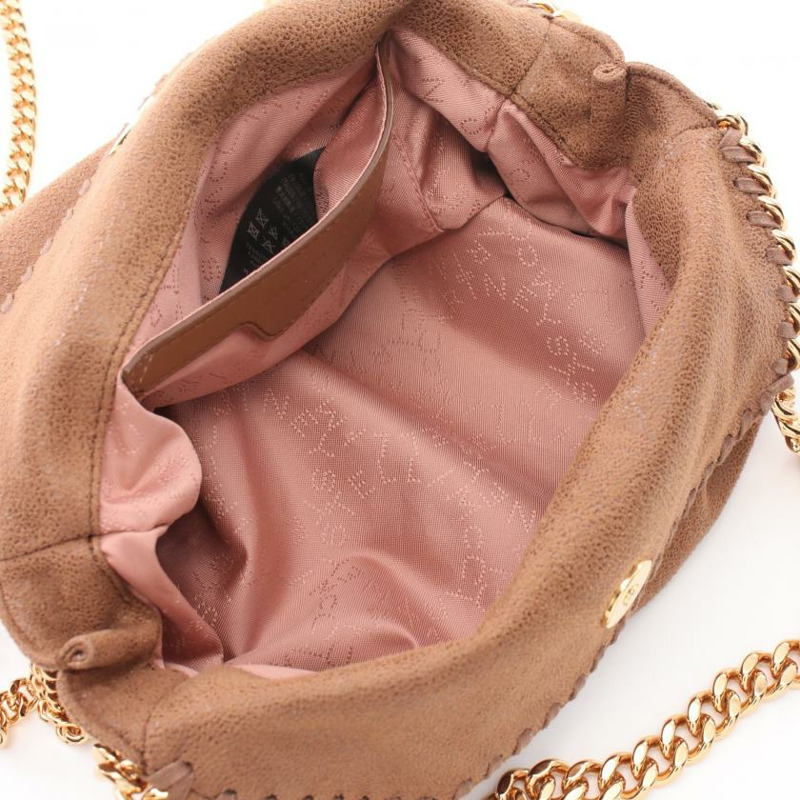 中古Stella McCartney[A]法拉贝拉 小型的 链条单肩包 仿造皮 浅褐色 两用款-2