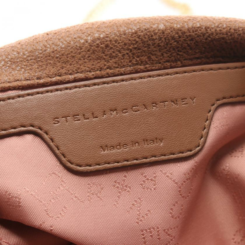 中古Stella McCartney[A]法拉贝拉 小型的 链条单肩包 仿造皮 浅褐色 两用款-3