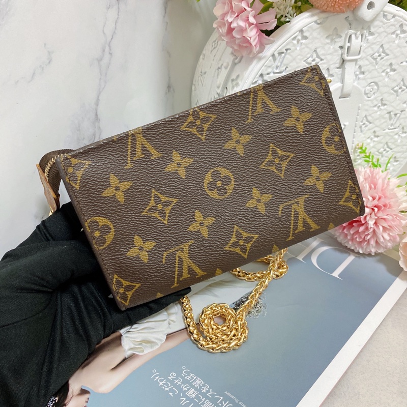 Louis Vuitton 老花單肩包小麻將包鏈條包 手機也可以放ㄛ-3