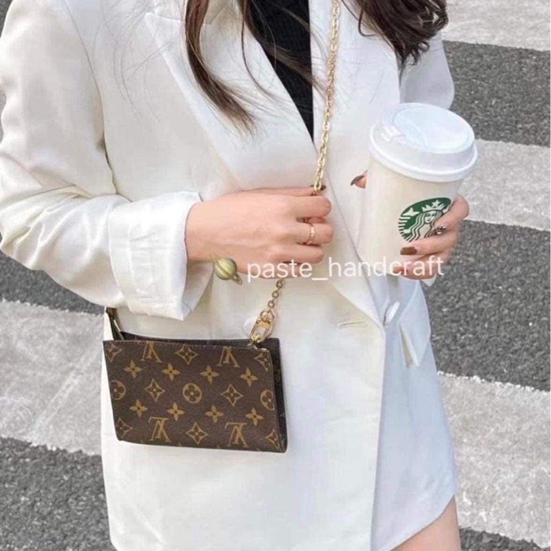 Louis Vuitton 老花單肩包小麻將包鏈條包 手機也可以放ㄛ-18