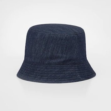 Prada Denim bucket hat 經典三角LOGO 深藍牛仔 漁夫帽 S-1