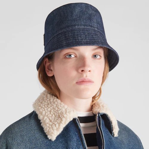 Prada Denim bucket hat 經典三角LOGO 深藍牛仔 漁夫帽 S-3