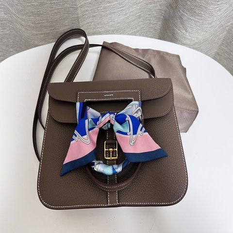 Hermes U刻 Halzan 25 大象灰 金釦