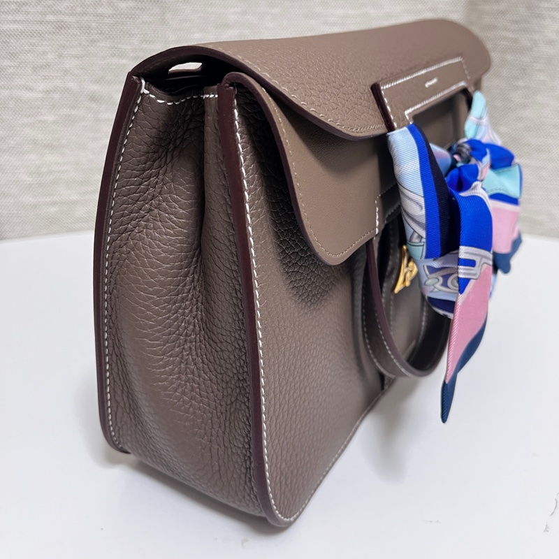 Hermes U刻 Halzan 25 大象灰 金釦-2