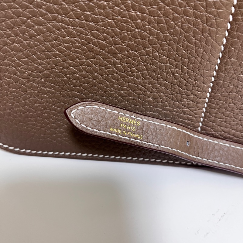 Hermes U刻 Halzan 25 大象灰 金釦-14