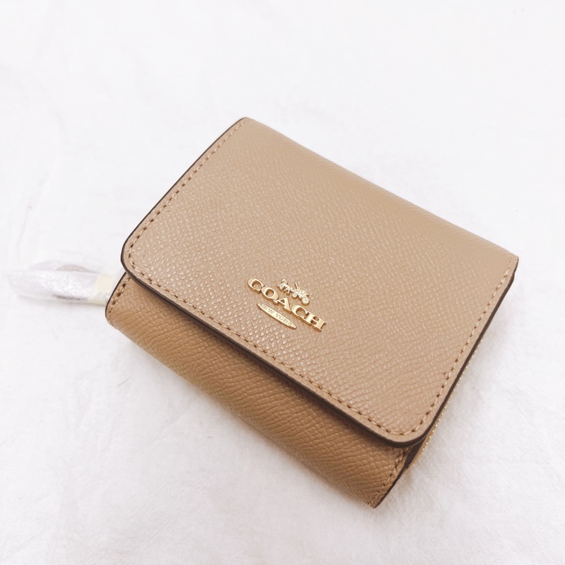 Coach奶茶色 防刮三折短夾 零錢袋-2