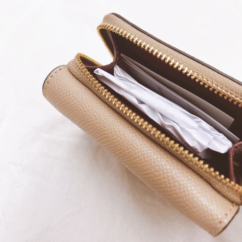 Coach奶茶色 防刮三折短夾 零錢袋-3