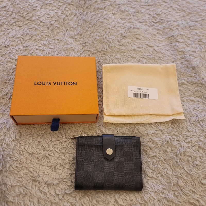 LV 黑棋盤格短夾 芯片款-0