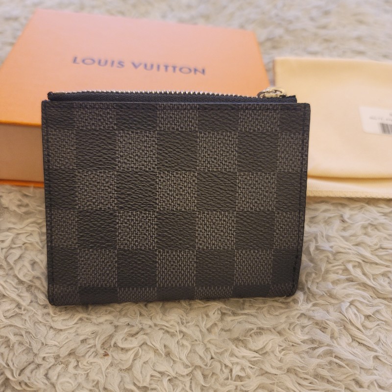 LV 黑棋盤格短夾 芯片款-3