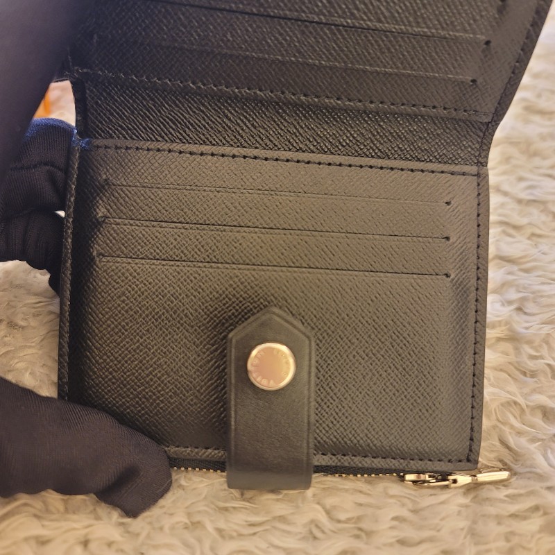 LV 黑棋盤格短夾 芯片款-7