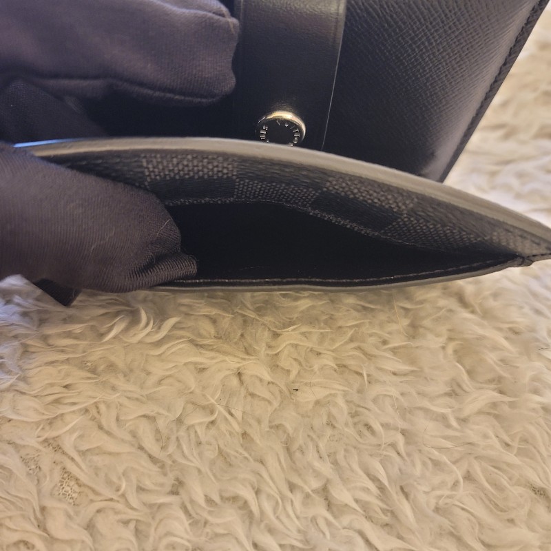 LV 黑棋盤格短夾 芯片款-9