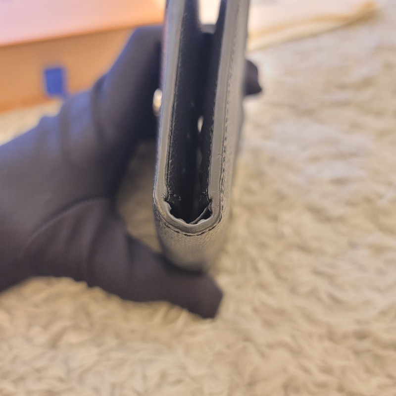 LV 黑棋盤格短夾 芯片款-12