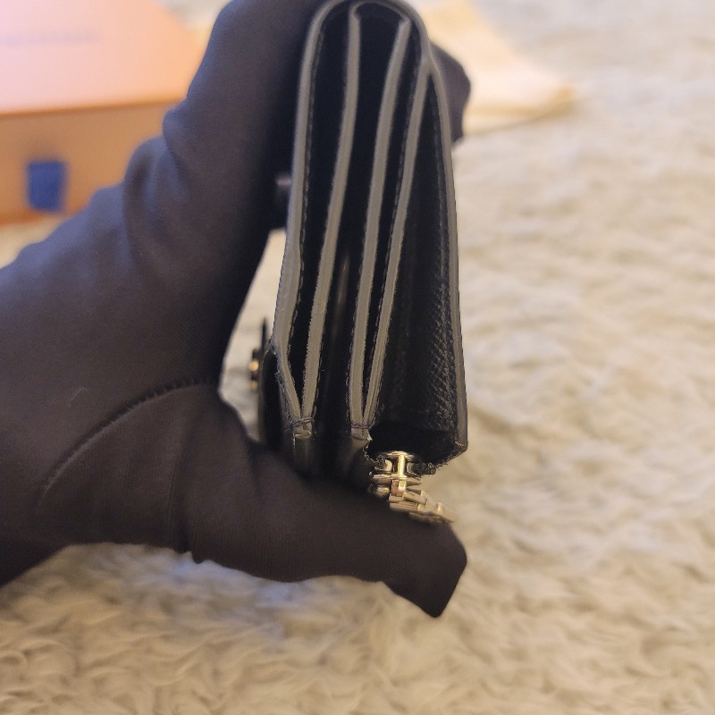 LV 黑棋盤格短夾 芯片款-14