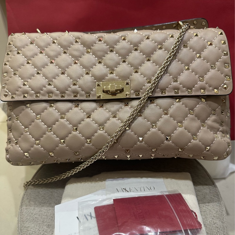 Valentino Rockstud Spike裸色鉚釘包(大款)-0