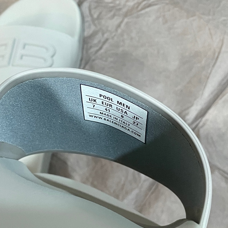 全新巴黎世家Balenciaga BB牛皮橡膠拖鞋 灰色GR 男生拖鞋 女生拖鞋 USA8-6