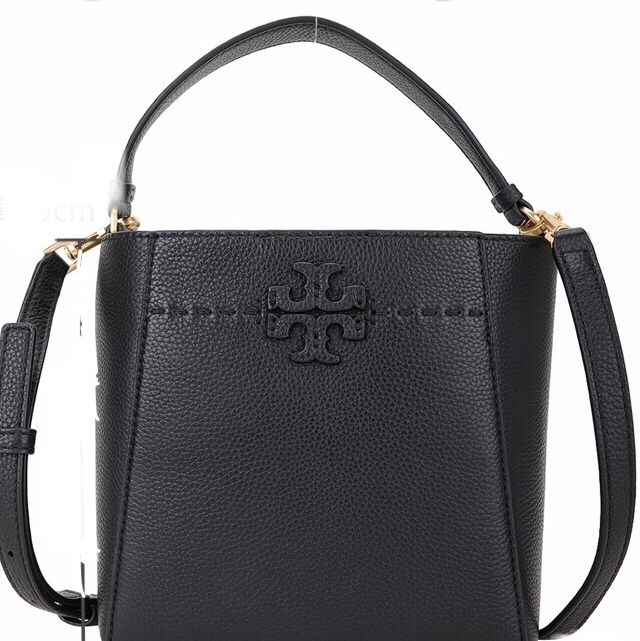 🌺母親節降價優惠🎁TORY BURCH McGraw 雙T縫線牛皮兩用水桶包💼百搭黑色🌈隋棠包款👜-4