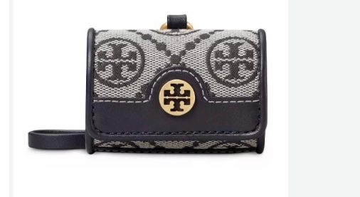 🎁附盒🉑️送禮🧚🏻‍♀️Tory burch 老花耳機🎧的家🏠專櫃款T Monogram緹花AirPods Pro耳機包/耳機套(深藍）l-1
