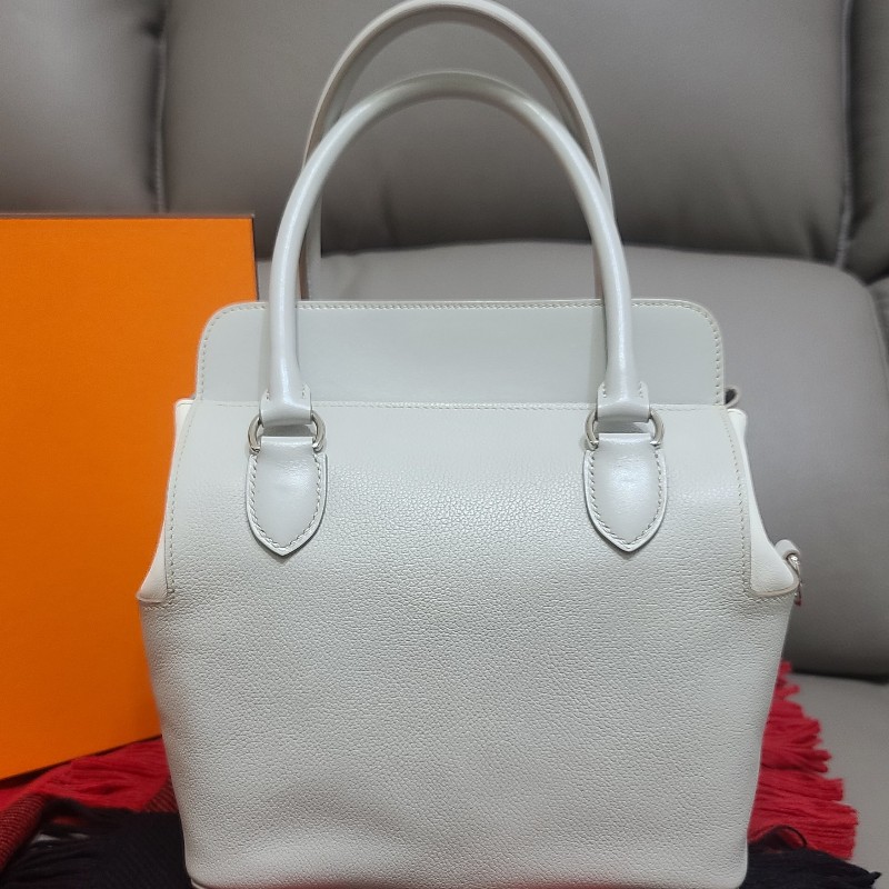 ♤Hermes♤愛馬仕 可愛氣質mini Toolbox 20cm 外縫灰白色牛奶盒子(全配盒子配件完整）-3