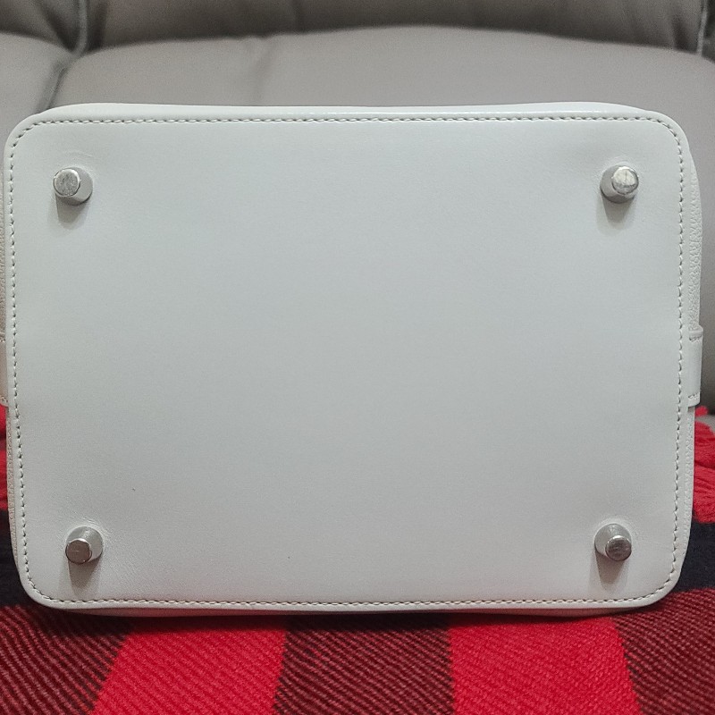 ♤Hermes♤愛馬仕 可愛氣質mini Toolbox 20cm 外縫灰白色牛奶盒子(全配盒子配件完整）-4