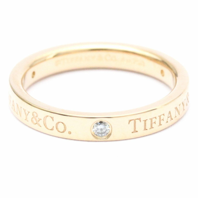 【日本直送】拋光蒂芙尼扁平戒環鑽石 0.07 克拉 18K 玫瑰金 BF559216-0