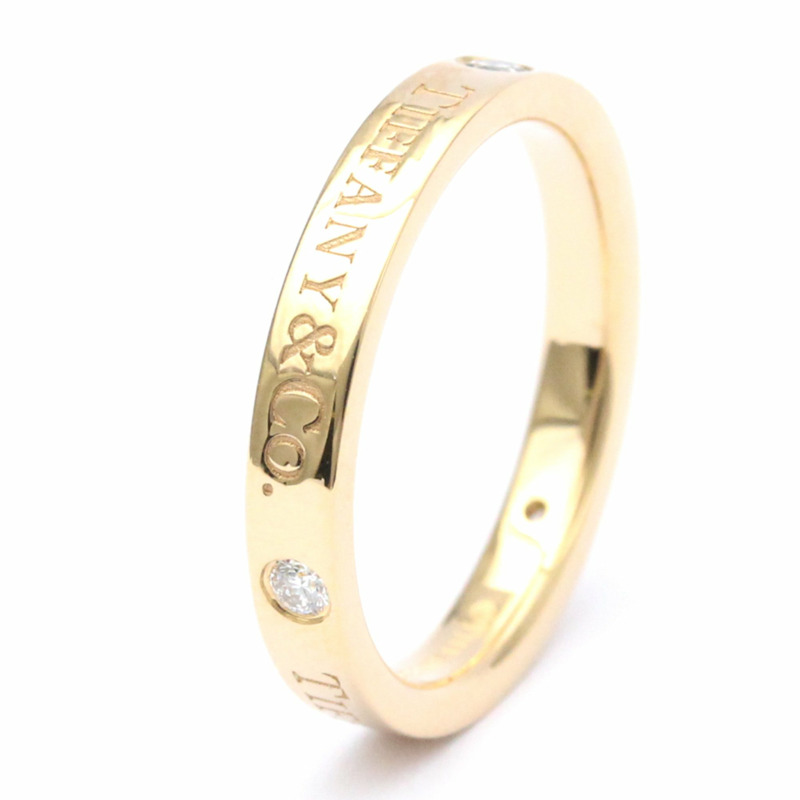 【日本直送】拋光蒂芙尼扁平戒環鑽石 0.07 克拉 18K 玫瑰金 BF559216-1