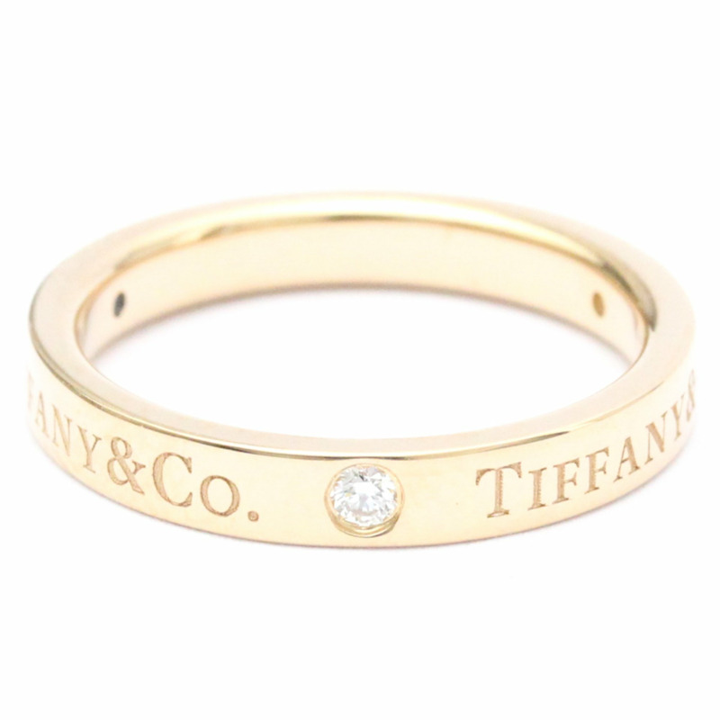 【日本直送】拋光蒂芙尼扁平戒環鑽石 0.07 克拉 18K 玫瑰金 BF559216-2