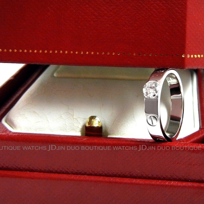金鐸精品~C697 CARTIER 卡地亞 LOVE系列 0.26ct單鑽 750/18白K金女鑽石戒指-2