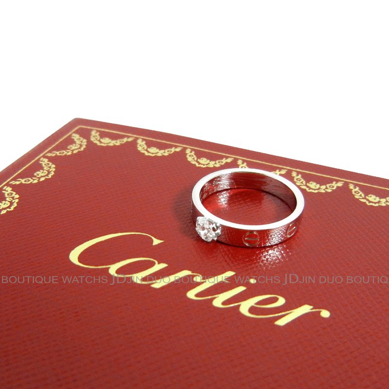 金鐸精品~C697 CARTIER 卡地亞 LOVE系列 0.26ct單鑽 750/18白K金女鑽石戒指-5
