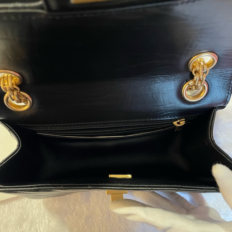 全新CHANEL 經典款 mini reissue 2.55 黑色 霧金鍊-2