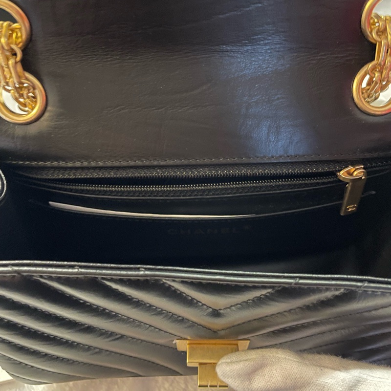 全新CHANEL 經典款 mini reissue 2.55 黑色 霧金鍊-3
